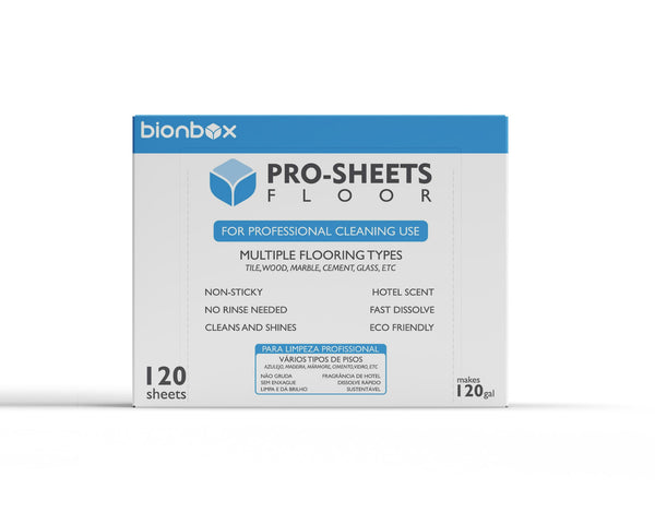 Bionbox Pro-Sheets Floor Cleaner – makes up to 120 gallons, eco-friendly dissolvable sheets, non-sticky, light scent, safe for all floors, powerful dirt removal with shine effect