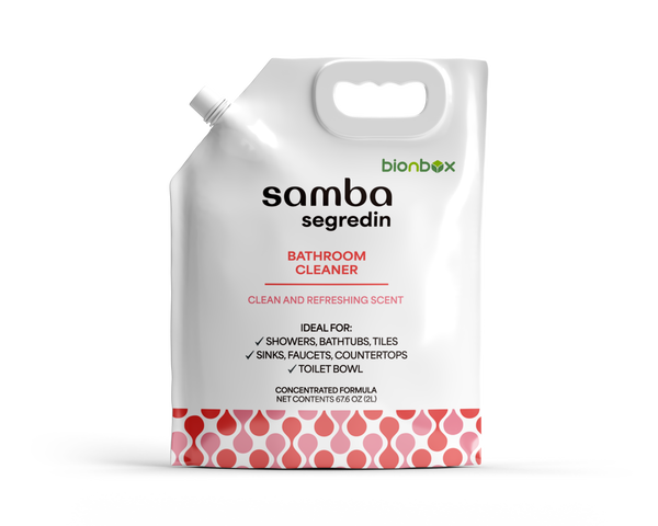 Bionbox Segredin concentrated bathroom cleaner – bleach-free, neutral pH, 2L pouch makes 10L, safe on all surfaces